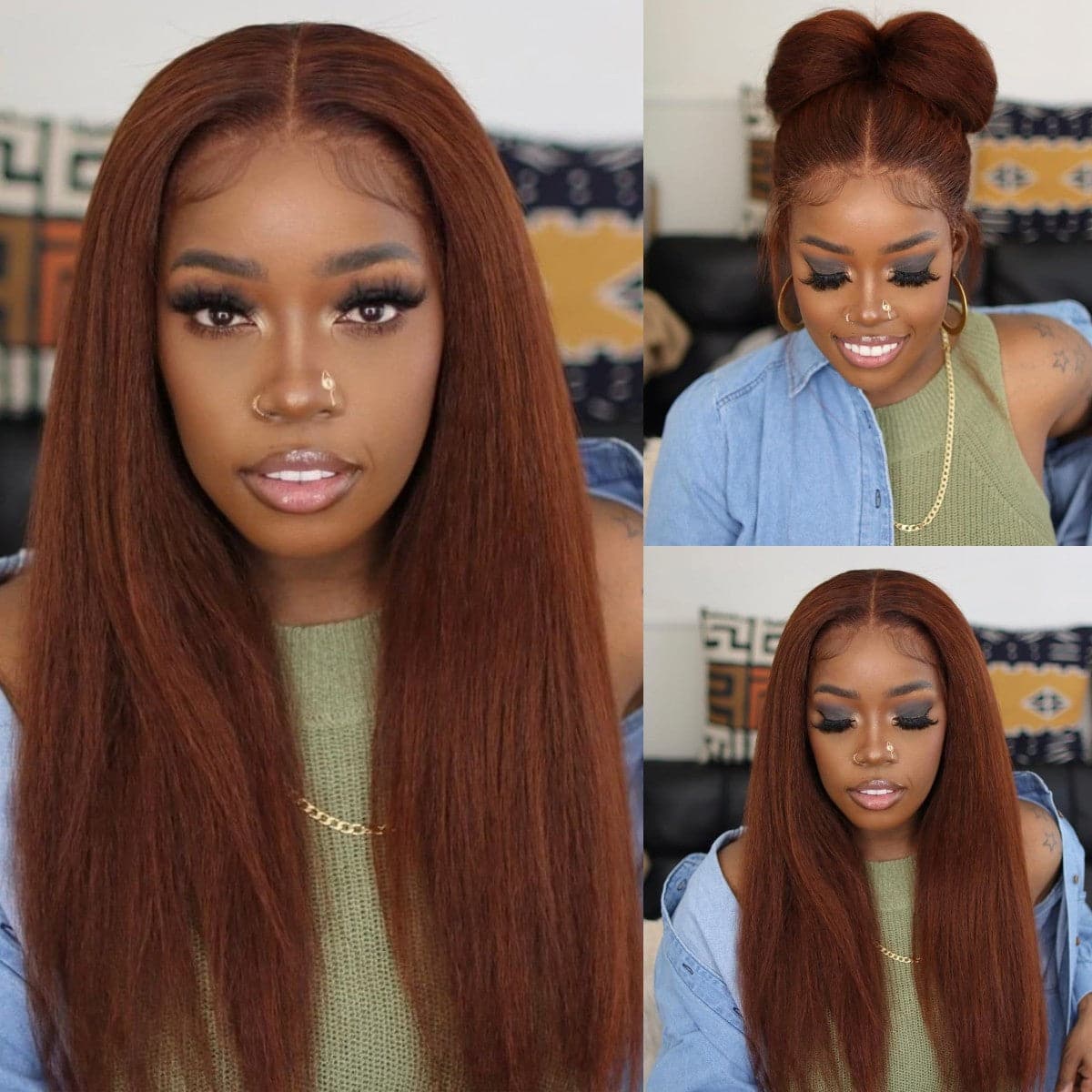33 Auburn Colored Wig 13x4/5x5 HD Lace Front Closure Human Hair Wigs